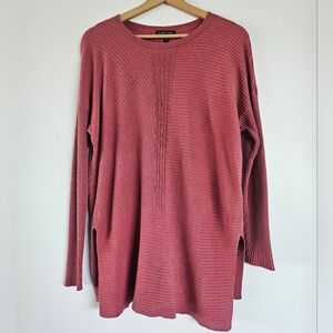 Eileen Fisher Sweater Top Sz L Chutney Pink Silk Cashmere Ribbed